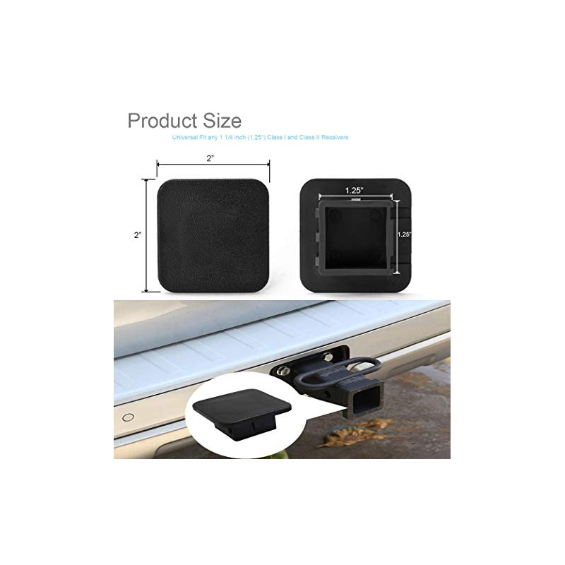 CyanHall 1.25” Black Trailer Hitch Tube Rubber Cover Plug, Fits
