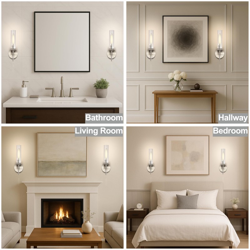 Brushed Nickel Bathroom Vanity Light, Wall Sconces Set of 2