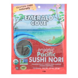 UD_Emerald Cove Organic Pacific Sushi Nori-Toasted Silver Grade 10 Sheets/Carton Seasoned Roasted Seaweed Powder Bag Packaging