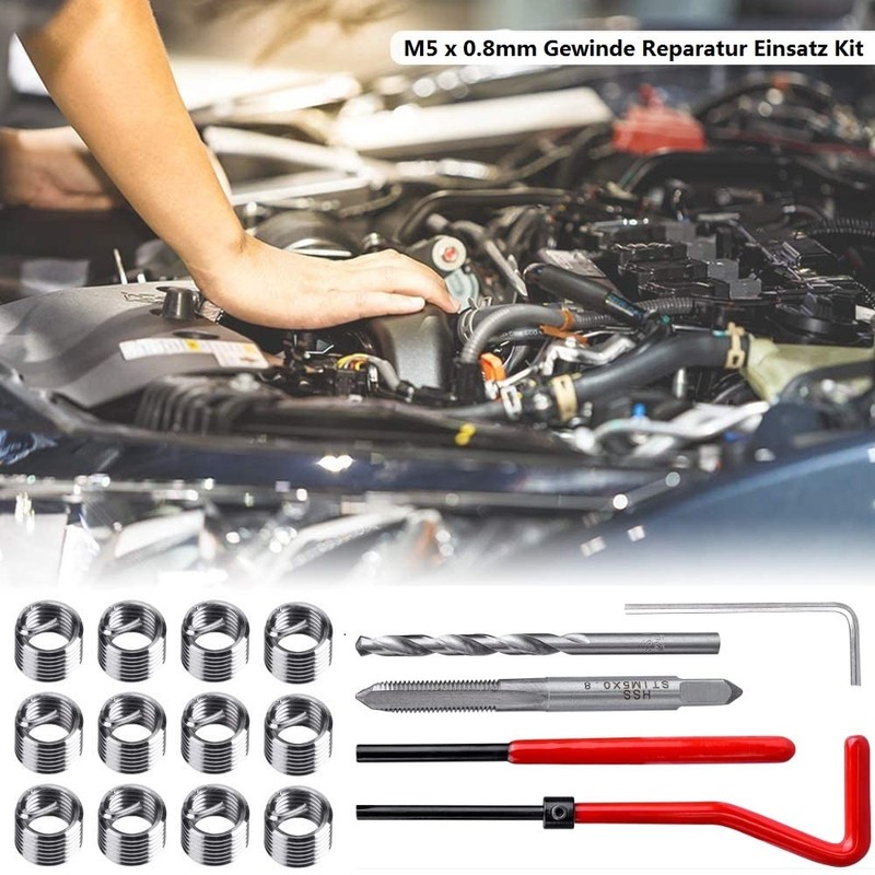 Fixinus 30 Piece M5 x 0.8mm Thread Repair Insert Kit,