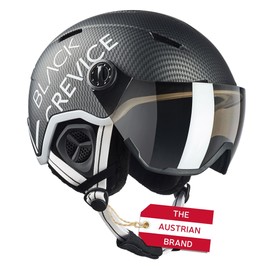 Black Crevice Vail Ski Helmet with Visor, Matte Black Carbon/White, M (55-58 cm)