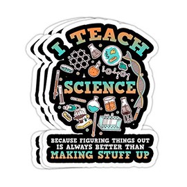 goldbabytee Science Teacher Gift Figuring Things Out Science- 4x3 Vinyl Stickers, Laptop Decal, Water Bottle Sticker (Set of 3)