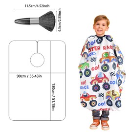 YDHfdc Kids Hairdressing Cape Cartoon Car Barber Cape 130 x 90cm Hair Cutting Cape Adjustable Neckline Hairdressing Gown with Neck Duster Brush for Boys Girls