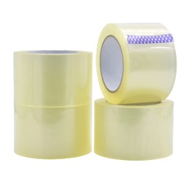 WOD OPP-18AW Clear Carton Sealing Tape Refill Roll, Strong Heavy-Duty Industrial Shipping Packaging Tape for Moving, Office, & Storage. 3 in. Wide x 110 yds. (4-Rolls)