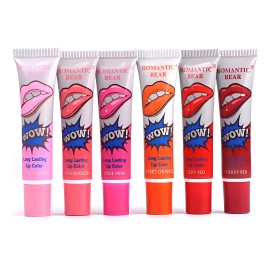 Set 6 Labiales Romantic Bear Indeleble Tinta Coreana 15gr Colores Surtidos