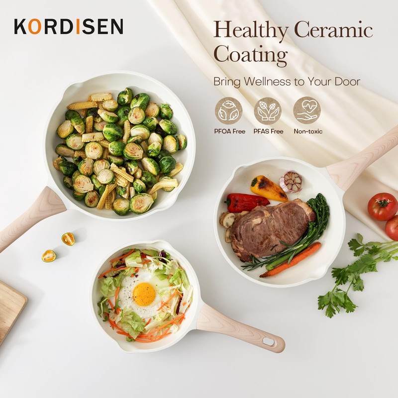 Kordisen Nonstick Ceramic Frying Pan, 12.5 Inch Ceramic Large Skillet,