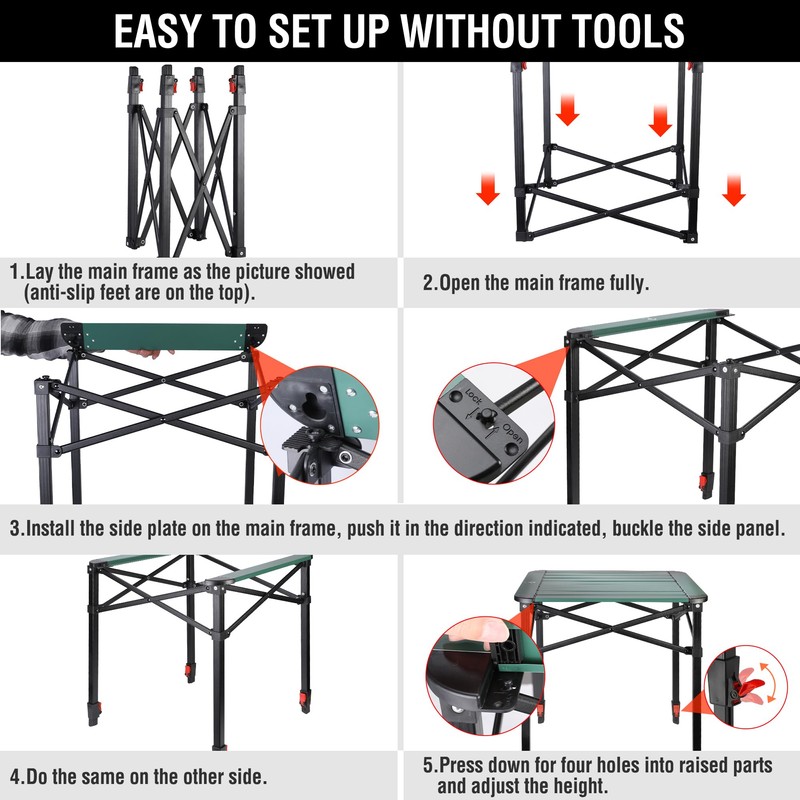 VILLEY Folding Camping Square Table with Carry Bag, Lightweight Aluminum
