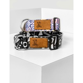 Dog Collar, Adjustable Dog Collar, Soft Collar with Release Buckle and D Ring for hooking The Leash. (Large, Dahlia)