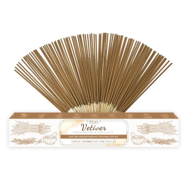 Upeace-Organic-Non-Toxic-Vetiver-Incense-Sticks (Bulk 86 Agarbatti Sticks) | 75 Minutes Long Lasting