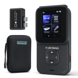 LifeBasis Stud Finder Wall Scanner for Metal, Wood, Pipe, AC Wires, 10 in 1 Measuring Tool for Length, Area, Volume, Wood Beam Detector USB Moisture Meter with Thermal Imager Screen and Alarm- Black