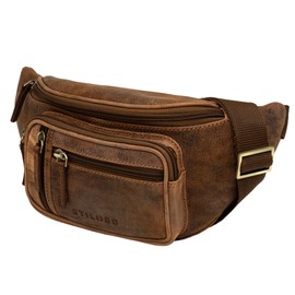 STILORD 'Greg' Vintage Bum Bag Leather Waist Bag Men Women Belt Bag – Ideal for Travel Festival and Outdoor – Modern Belt Bag Genuine Leather Large Strap Adjustable, Aneto - Brown