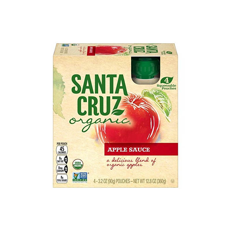 Santa Cruz Organic Apple Sauce Pouch, 4-3.2 Ounce Pouches (Pack