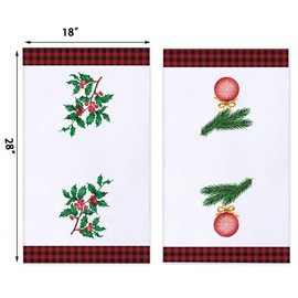 Christmas Berry Buffalo Plaid Dish Towels, 18 x 28 Inch Seasonal Winter Berry Farmhouse Decoration Tea Towels for Cooking Baking Set of 2