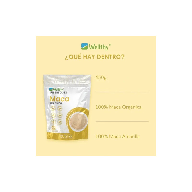 Maca En Polvo 450gr 90 Porciones Wellthy
