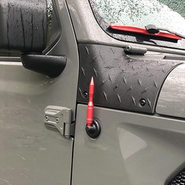 ROOCKHITCB Antena de aluminio compatible con Jeep Wrangler JK/JL 2007-2023, compatible con Jeep Gladiator JT 2019-2023 y Toyota Tundra 2014-2021, accesorios de montaje de repuesto de antena, rojo