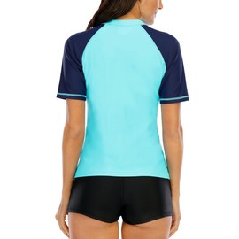 Halcurt UV Shirt, Women's Short-Sleeved Rash Guard UPF 50+ Swimming Shirt, Quick-Drying Swimming Shirt, M-XXL, sky blue