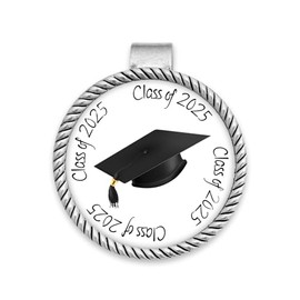 From the Heart Graduation Class of 2025 Circle Visor Clip, Car Accessory, Silver Rope Design Gift Graduate