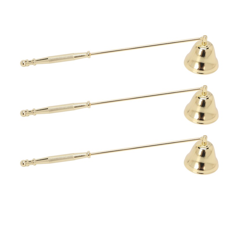 3pcs Candle Snuffer Golden Iron Plating Bell Shaped Long Handle