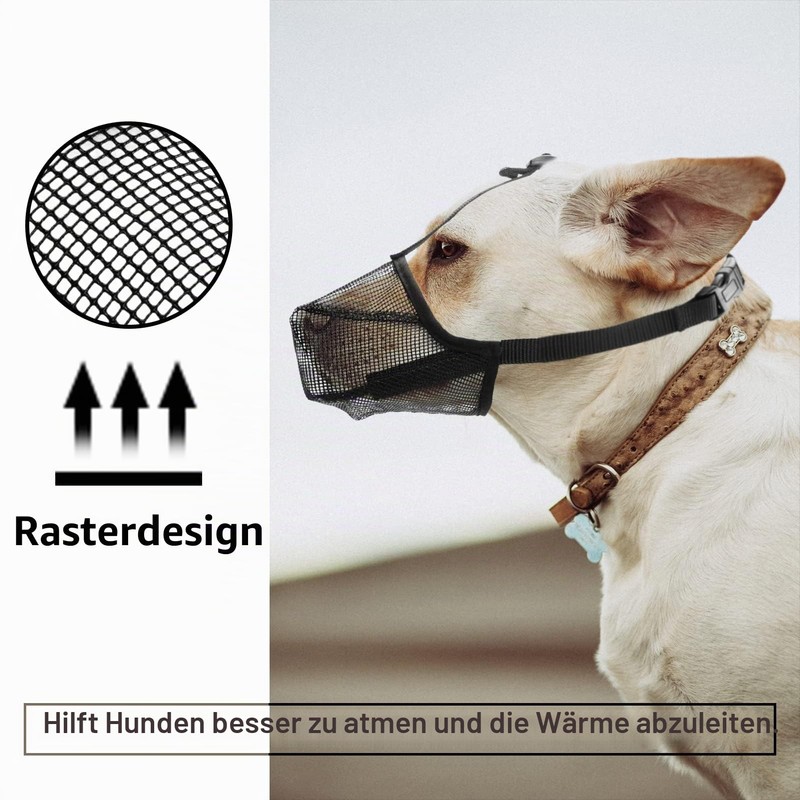 Dog Muzzle with Rounded Mesh, Breathable Muzzle for Small, Medium