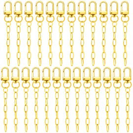 25pcs Gold Keychain Making Kit Key Ring with Chain Bulk Swivel Snap Hook Clasp Small Metal Keychain Clips for Purse DIY Bag Charm Kits for Crafts Jewelry Making Supplies Handbag Accessories Gifts