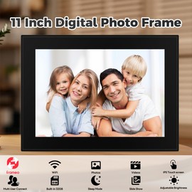11 Inch Digital Photo Frame, 64GB Memory, 1920x1280 Resolution, Touch Screen, Frameo App for Instant Photo & Video Sharing, WiFi 6 Connection, Upload via SD Card & USB, Auto Rotate, Black Color