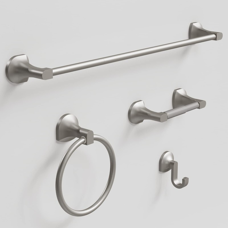 BGL Bathroom Hardware Set Brushed Nickel Adjustable Expandable Towel Bar