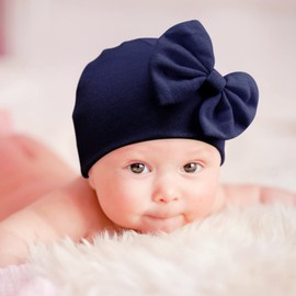 DRESHOW Newborn Baby Hat and Gloves Set Beanie Clothing Unisex Infant Hat Nursery Hat Baby Boys Girls 0-6 Months, 3 Sets: Bow Hats & Mittens Set-19UK