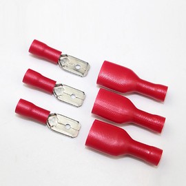 Electrical Wire Terminals, 100 Pcs Male and Female Insulated Spade Electrical Crimp Connectors, Insulated Crimp Terminals for Electrical Wiring, Red