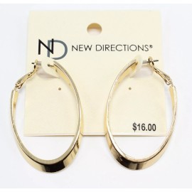 New Directions Gold Elongated Hoop Earrings nwt #E1350