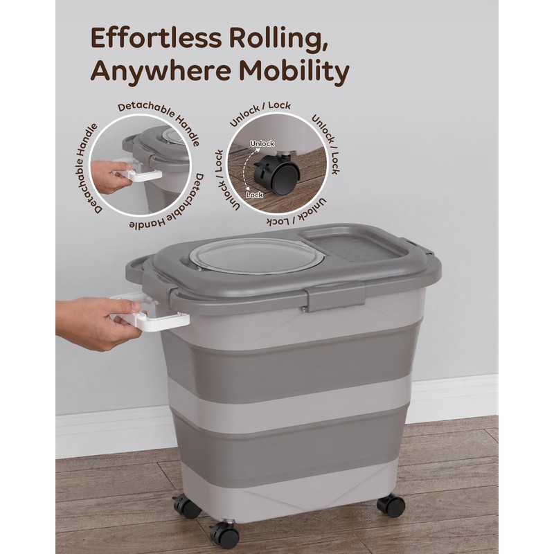 Collapsible Dog Food Container for 10-25 lbs, Airtight Storage Bin
