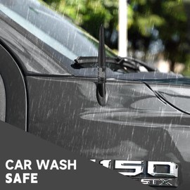 Car Truck Bullet Antenna with Valve Stem Caps - Mast for GM Chevy Silverado 1500 2500 3500 HD Avalanche Ford F150 F250 F350 Denali Heavy Duty Pickup Car Accessories(Black) - Anti Theft Desgin