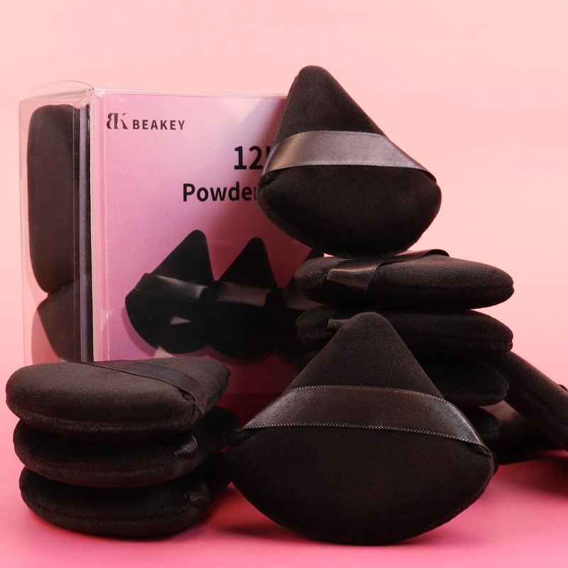 BEAKEY 12pcs Powder Puff Face Powder Triangle Makeup Puff Loose