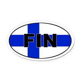 CafePress Finnish/Finland (FIN) Flag Oval Car Magnet, Euro Oval Bumper Magnet