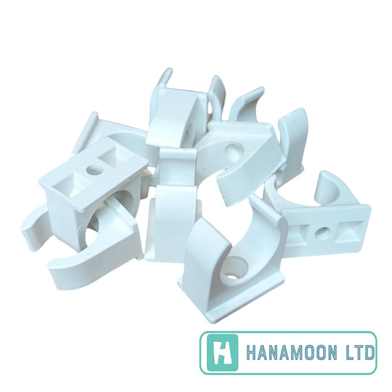 20mm White PVC U Clip Conduit Push in Saddle -