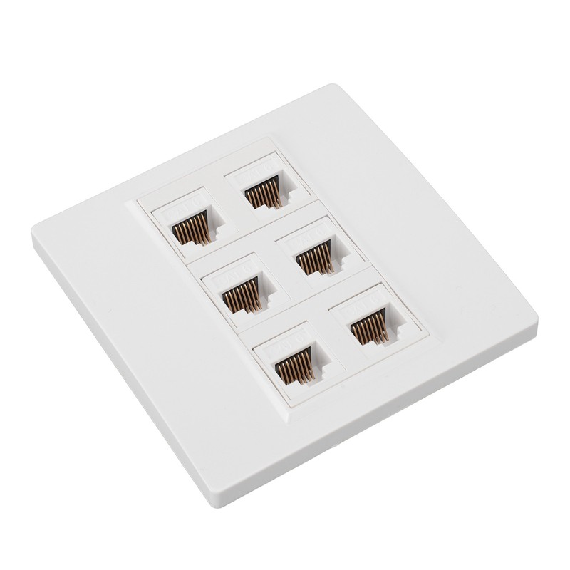 6 Port Cat 6 Ethernet Wall Plate Removable Female to