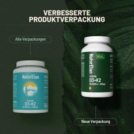 Vitamin D3 K2 capsules high-dose - 20,000 IU + Vitamin K2 MK7 200 mcg per dose, 180 vegetarian capsules, no additives, produced in Germany
