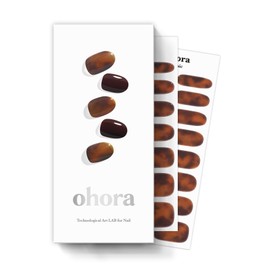 ohora Semi Cured Gel Nail Strips (N Pumpkin Swirl) - Works with Any Nail Lamps, Salon-Quality, Long Lasting, Easy to Apply & Remove - Includes 2 Prep Pads, Nail File & Wooden Stick