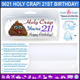 Happy Birthday Toilet Paper | Funny Novelty Gift | Cute Surprise Party Favor | Great Gag Gift | Celebrations | Mini Toilet Paper (3-Pack) (9021 Holy Crap 21st Birthday)