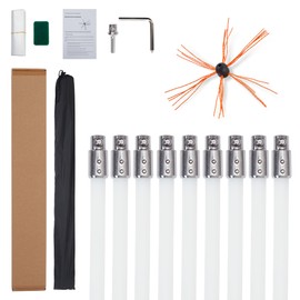 Domenow 31 Feet Chimney Sweep Kit, Chimney Brush, Chimney Cleaner, Chimney Cleaning Kit with 9 Nylon Flexible Rods, Single Brush Head, Chimney Brush Kit Driven by Drill for Sweeping Fireplace