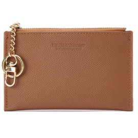 GASUSI Card Case, Thin Coin Purse, Zipper Pocket, Fragment Case, Mini Card Case, Unisex, Key Holder, Commuter Pass Case, Business Card Case, Stylish, Simple Design, Brown