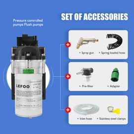 LEFOO LF1140T-3070 Water Pump-24V,1.4 GPM,70 PSI-On-Demand Water Pressure Diaphragm Pump for Marine,RV,Agriculture,Comes with car wash kit accessories