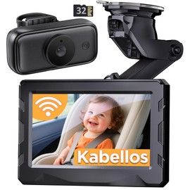 Kabellose Baby Kamera Auto HD 1080P, Spiegel Auto Baby Rückbank mit Nachtsicht, 10000 mAh Akku, 4,3″ HD-Display, Weitwinkelaufnahme, 2,4 GHz, Einfach Installierbarer Sicherheitsmonitor