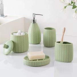 Allure Home Creation Dashi Ceramic 5-Piece Bathroom Accessory Set Sage Green
