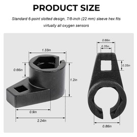 ZNDAW Offset Oxygen Sensor Socket, 3/8-Inch Drive by 7/8-Inch 22 mm O2 Sensor Removal Tool, Offset 6-Point Oxygen Sensor Socket Wrench for Most Cars