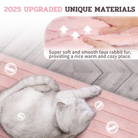 NWK Pack of 4 Fluffy Self Warming Cat Mat, Heated Cat Blanket, Thermal Dog Mat, Washable, Non-Slip Bottom for Sofa & Crate & Kennel & Car Seat (Blush Pink, Medium (27'' X 18.5'' X 0.7''))
