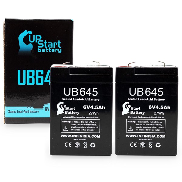 2-Pack UB645 Universal Sealed Lead Acid Battery (6V, 4.5Ah, F1