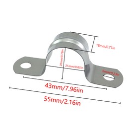 ZHYOHEN 10PCS 55mm/2.16inch Stainless Steel Conduit Clamps Double Hole Cable U Bracket Rigid Tube Band Clamp Heavy Duty Rigid Tube Hole Band Suitable for Surface and Support Structure Conduit Fixing