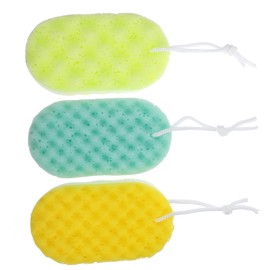 WOONEKY Bath Sponge Set 3pcs Body Bathing Scrubbers with Hanging Rope Soft Material for Gentle Exfoliation