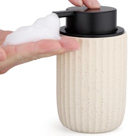 Segbeauty Foaming Hand Soap Dispenser, 320ml Dishwashing Liquid Dispenser, Kitchen Soap Bottles with Foam Pumphead, Shampoo Bottles in Ceramic, Kitchen Decor (Yellow)