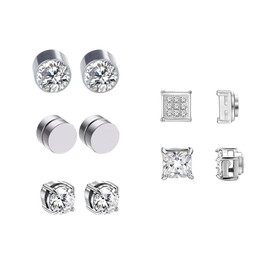 Magnetic Earring for Men, 5 Pairs Zircon Magnet Earring, Non-Piercing Clip-On Ear Jewelry for Indoor and Outdoor Wear, Diamond Earrings Men, Magnetic Earrings
